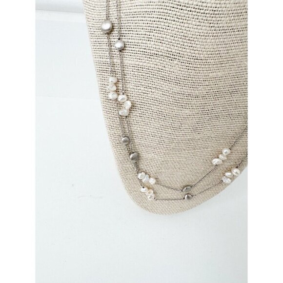 Double Wrap Pearl Necklace – Sterling Silver – Freshwater  Genunie Sterling Silver & Pearl Chain Necklace Long Double Wrap